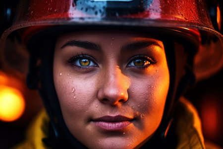 a close up of a woman wearing a helmetの素材