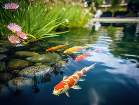 a fish swimming in a pondの素材