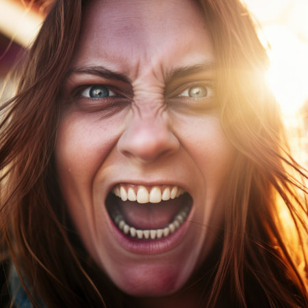 a close up of a woman's faceの素材