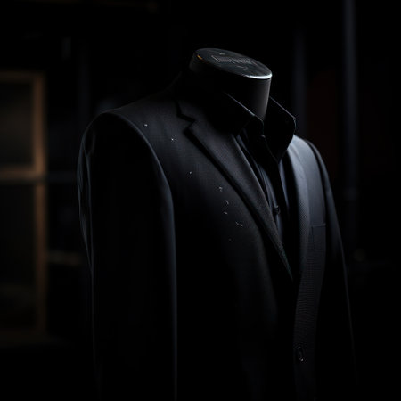 a black suit with a black collarの素材