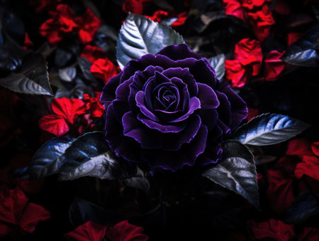 a purple rose with black leavesの素材
