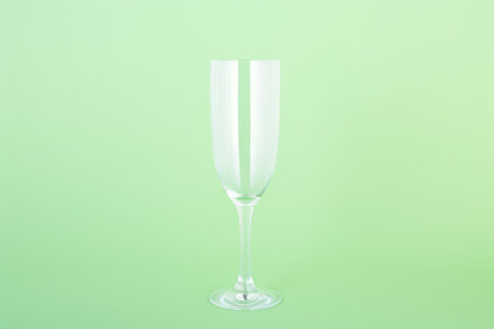 a clear wine glass on a green backgroundの素材