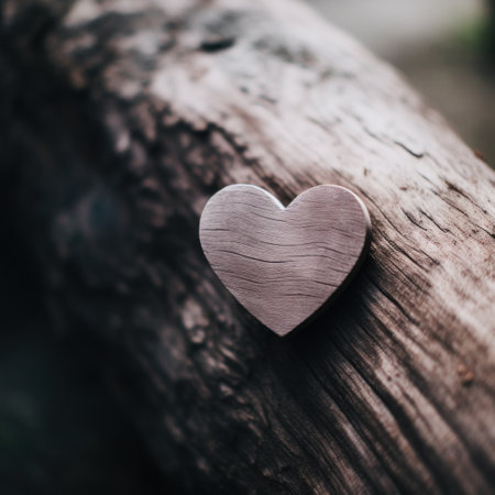 a heart shaped object on a logの素材