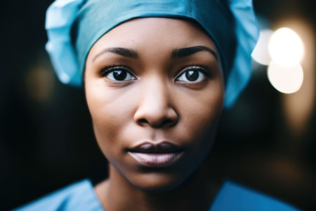 a woman with a blue hatの素材