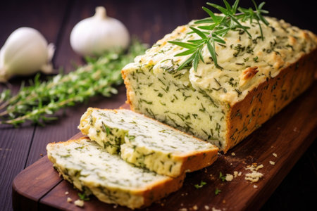 a loaf of bread with herbs on itの素材