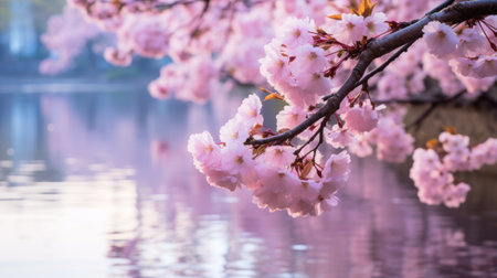 a tree branch with pink flowersの素材