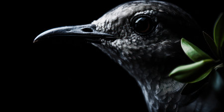 a close up of a bird's faceの素材