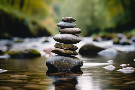 a stack of rocks in waterの素材