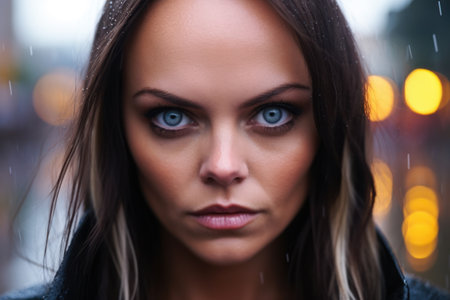 a woman with blue eyesの素材