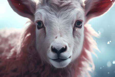 a close up of a goat's faceの素材