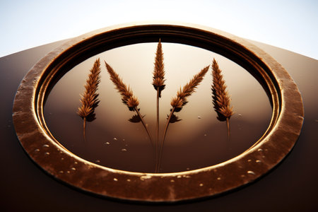 a brown plant in a circular frameの素材