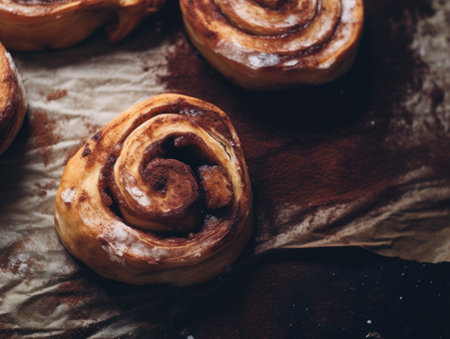 a cinnamon rolls on a paperの素材