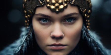 a woman wearing a metal headdressの素材