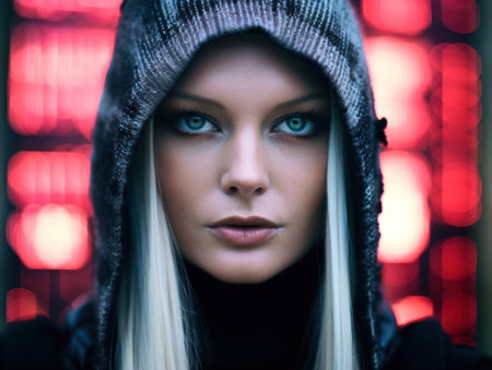 a woman with a hoodの素材