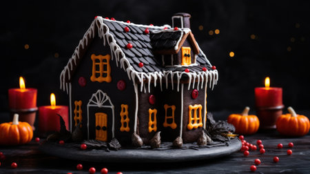 a gingerbread house on a plateの素材