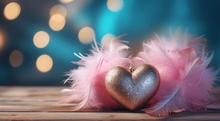 a heart shaped object with feathersの素材