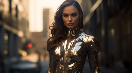 a woman in a gold garmentの素材