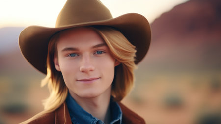 a man wearing a cowboy hatの素材