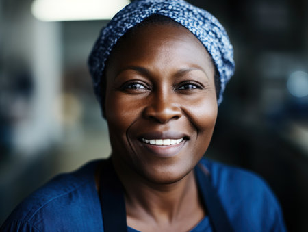a woman smiling at cameraの素材
