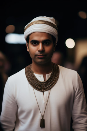 a man wearing a white shirt and a gold necklaceの素材