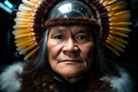 a man wearing a feathered hatの素材