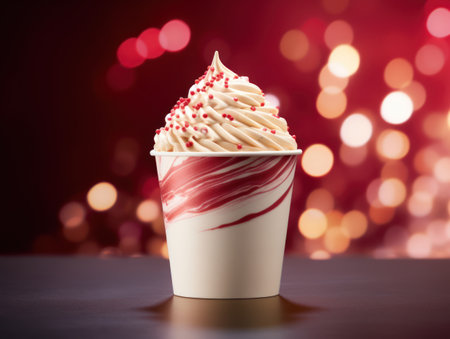 a cup of ice cream with red sprinklesの素材