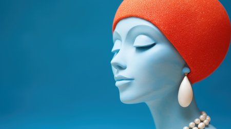 a mannequin head with a red hatの素材