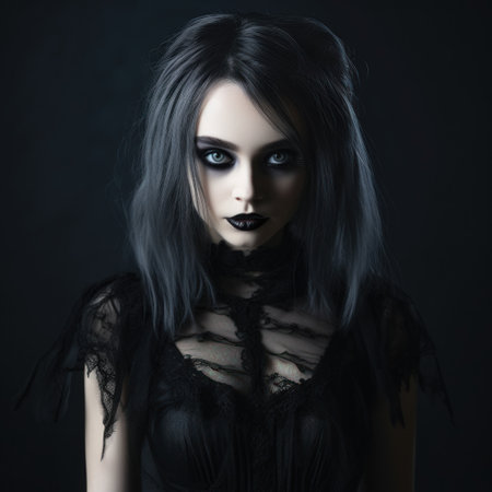 a woman in black dressの素材