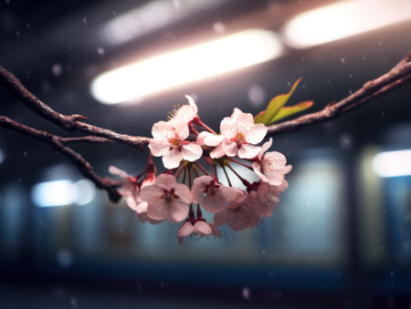 a branch with pink flowersの素材