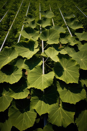 a large green leaves on a wireの素材