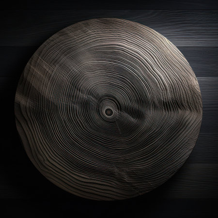 a circular object on a wood surfaceの素材