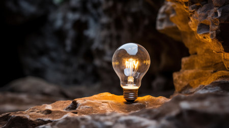 a light bulb on a rockの素材