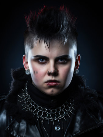a person with spiked hair and a black jacketの素材