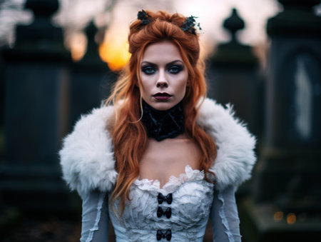 a woman in a white dressの素材