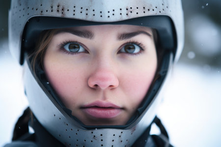 a woman wearing a helmetの素材