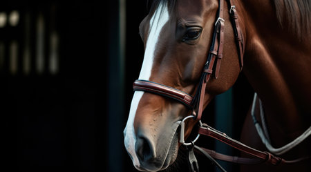 a close up of a horse's faceの素材