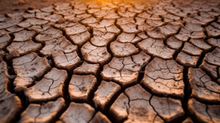 a close up of a cracked groundの素材