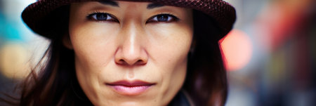 a close-up of a woman's faceの素材