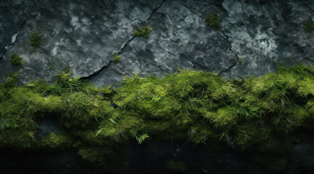 a rock with moss growing on itの素材