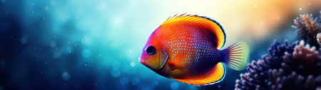 a colorful fish swimming in waterの素材