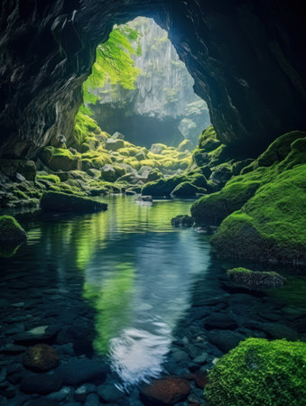 a water in a caveの素材