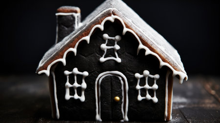 a gingerbread house with icingの素材