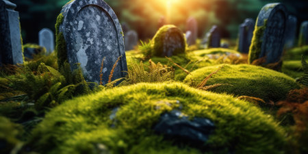 a tombstones in a cemeteryの素材
