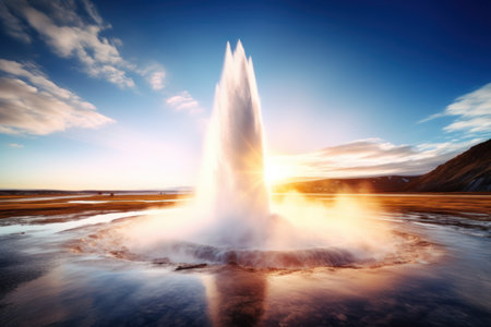 a geyser in a lakeの素材