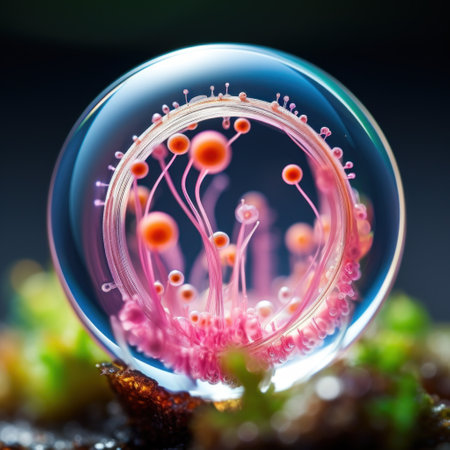 a bubble with pink and orange bubbles insideの素材