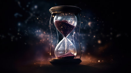 a sand clock with a black backgroundの素材