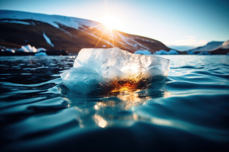 a iceberg floating in waterの素材