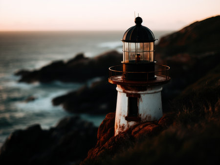 a lighthouse on a hillの素材