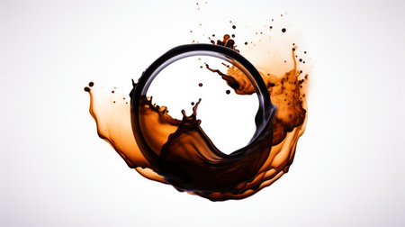 a brown liquid splashing in a circleの素材