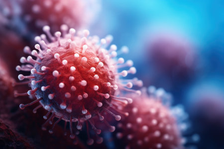 close up of red virusの素材